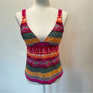 Kenneth Cole Reaction Boho Padded Tankini Bathing Suit Top Women’s Size Medium